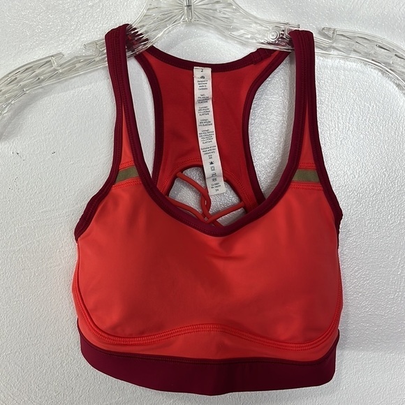 Lululemon Sweaty or Not Bra II Women's 2 Alarming Cranberry Coral Red Strappy - Picture 8 of 13